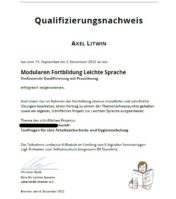Qualifizierungsnachweis Modulare Fortbildung Leichte Sprache_Axel Litwin